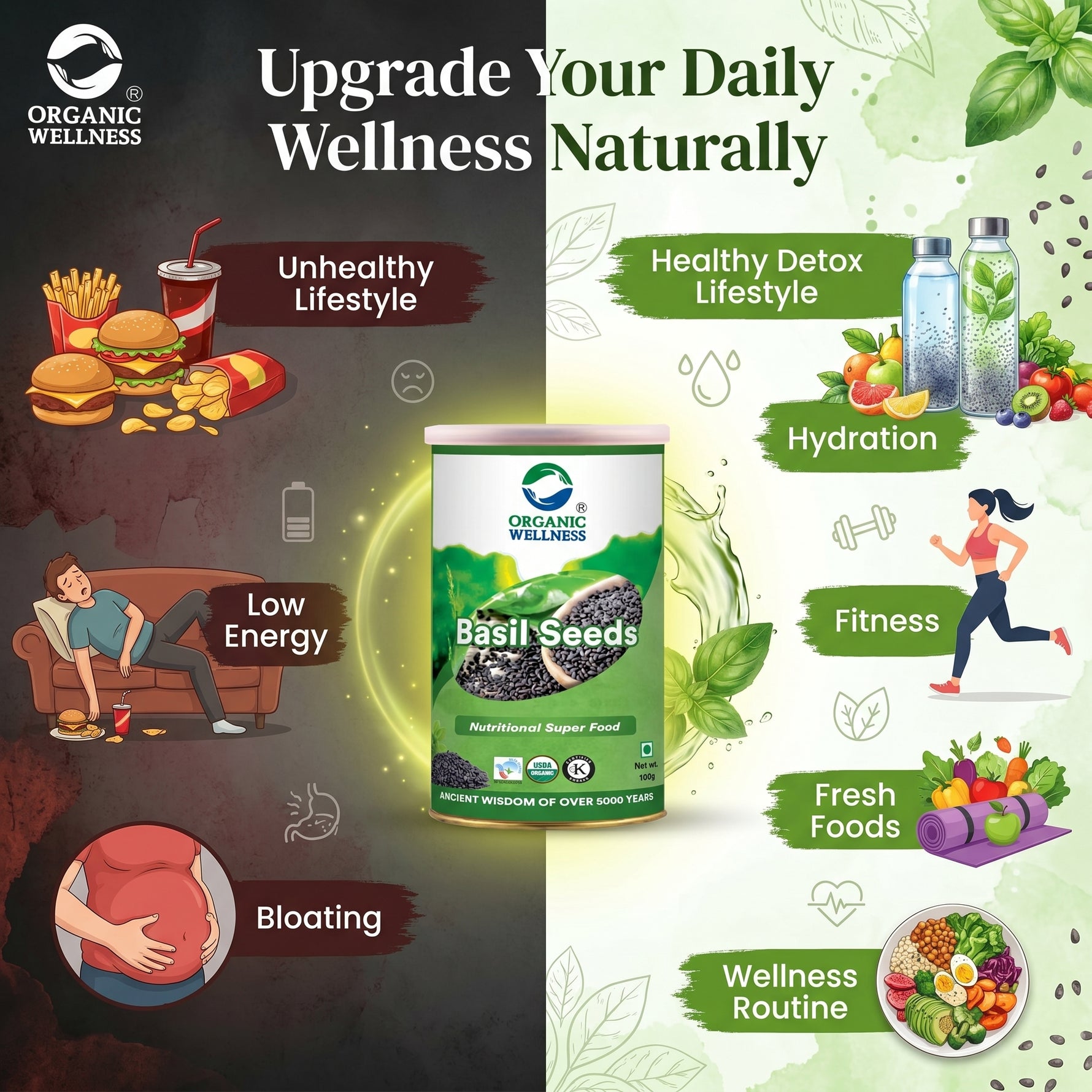 Organic Wellness Basil Seeds - 100 gm