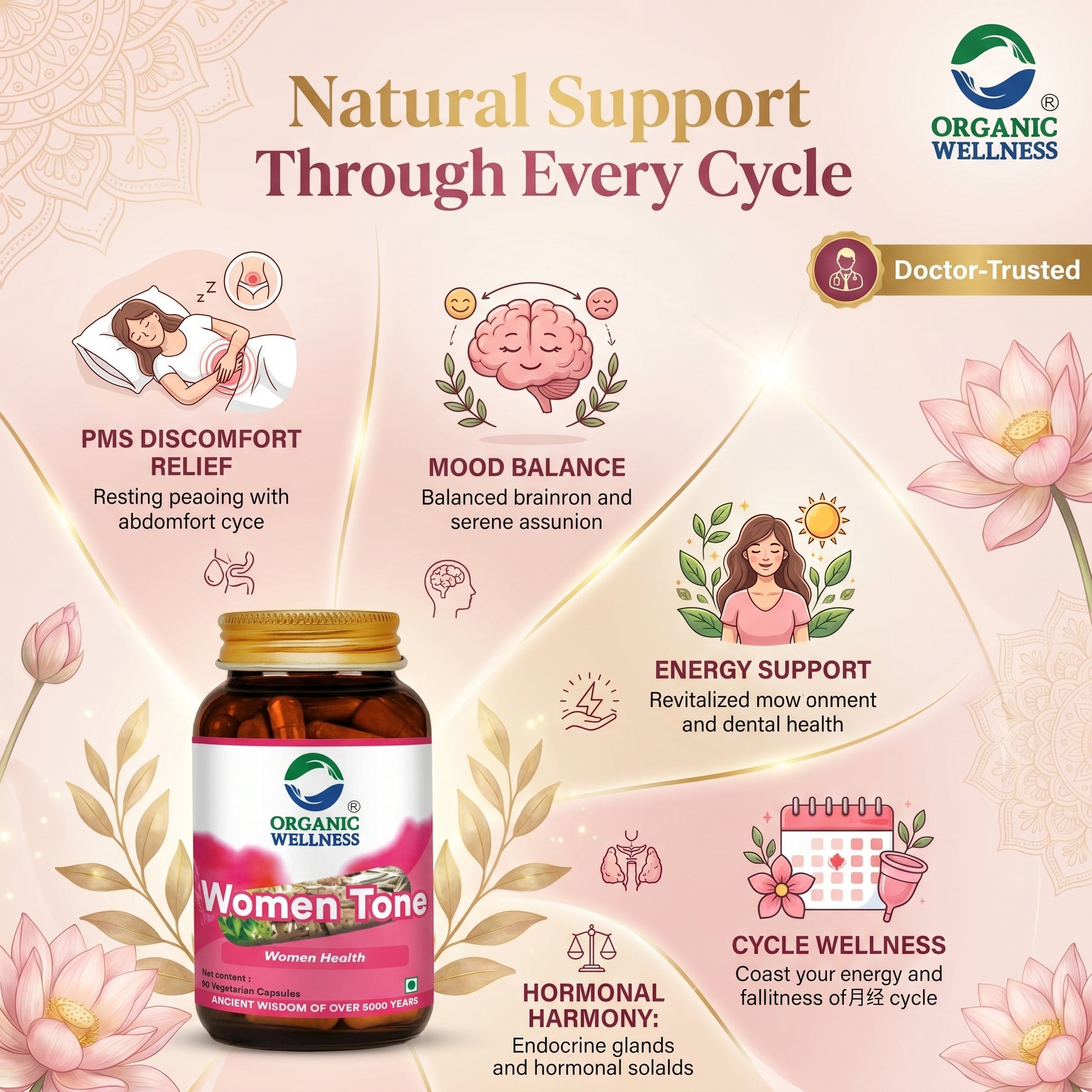 Organic Wellness Women-Tone Capsules -  90 Capsules