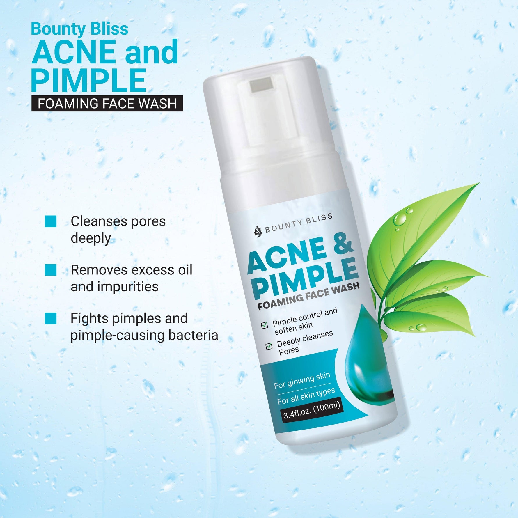 Bounty Bliss Acne & Pimple Foaming Face Wash Reduces Acne & Pimples for Pimple Prone Skin Face Wash for All Skin type