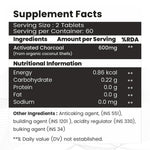 Raskam Activated Charcoal Tablets 600mg – natural detox & digestive cleanser | supports bloating relief & gas | 120 vegan tablets