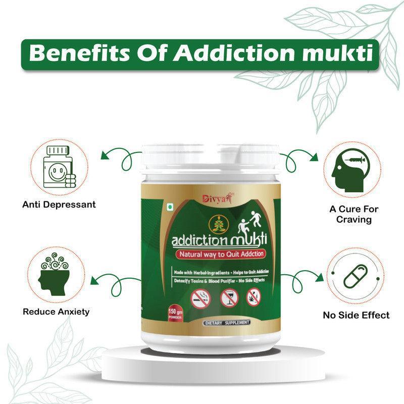 Divya Shree Addiction Mukti Powder Stop Smoking - Nasha Mukti Dwa - Natural way To Quit Alcohol & Tabaco - 100gm Jeevan Care Ayurveda 