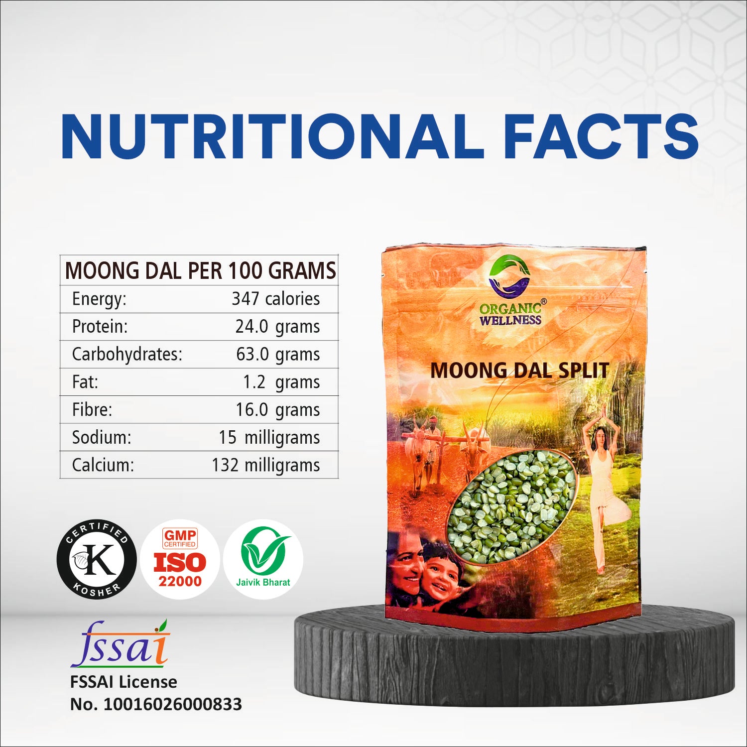 Organic Wellness Moong Chilka Split Dal - 450 grams