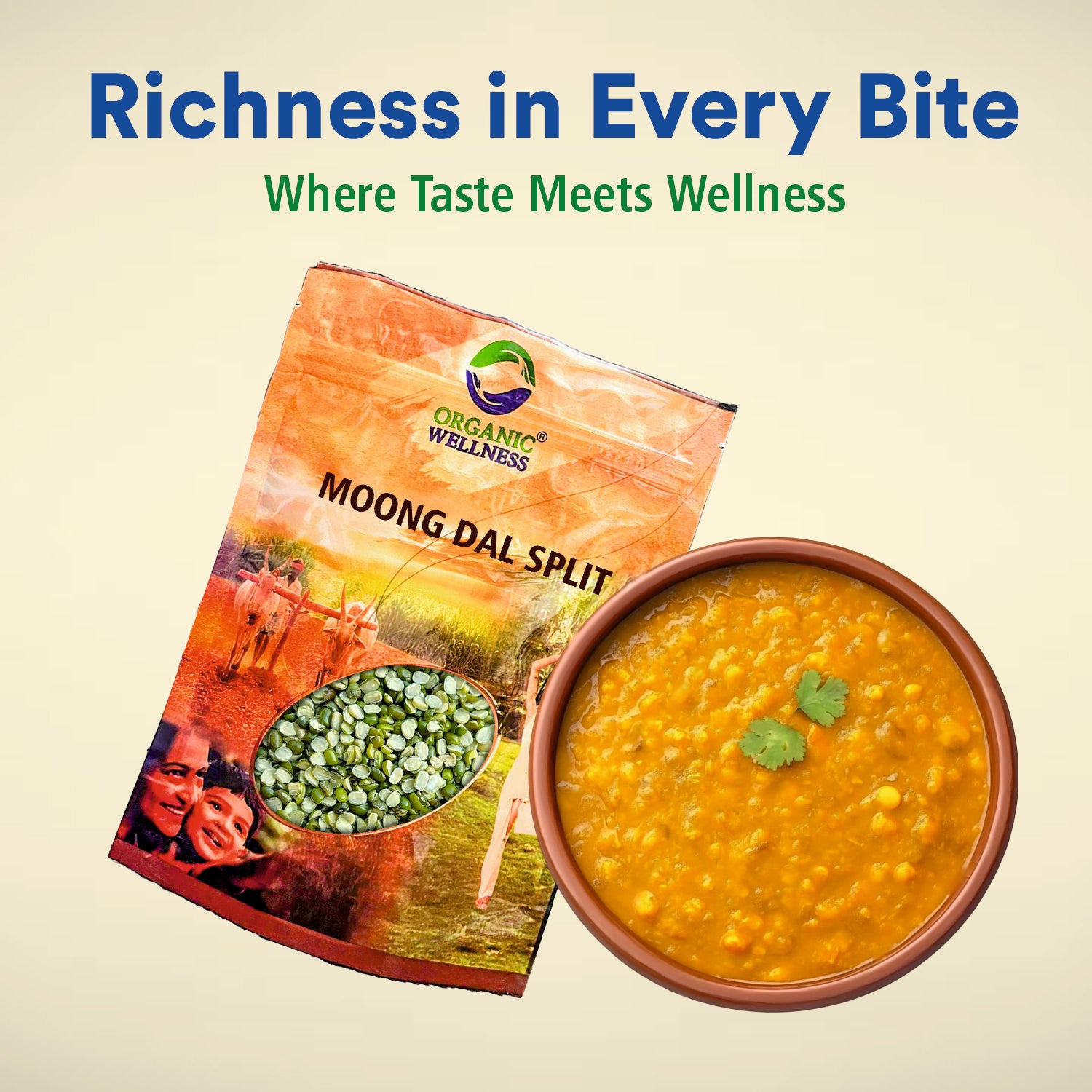 Organic Wellness Moong Chilka Split Dal - 450 grams