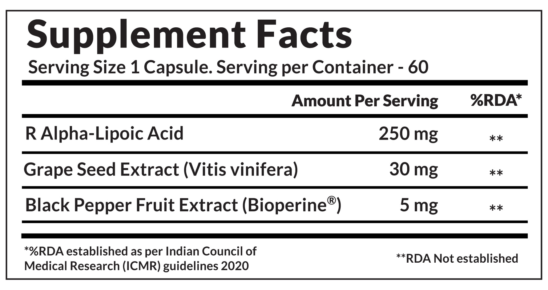 Vitaone Alpha R-Lipoic Acid Capsules (60s) | High Bioavailability Antioxidant for Nerve Support & Energy Metabolism