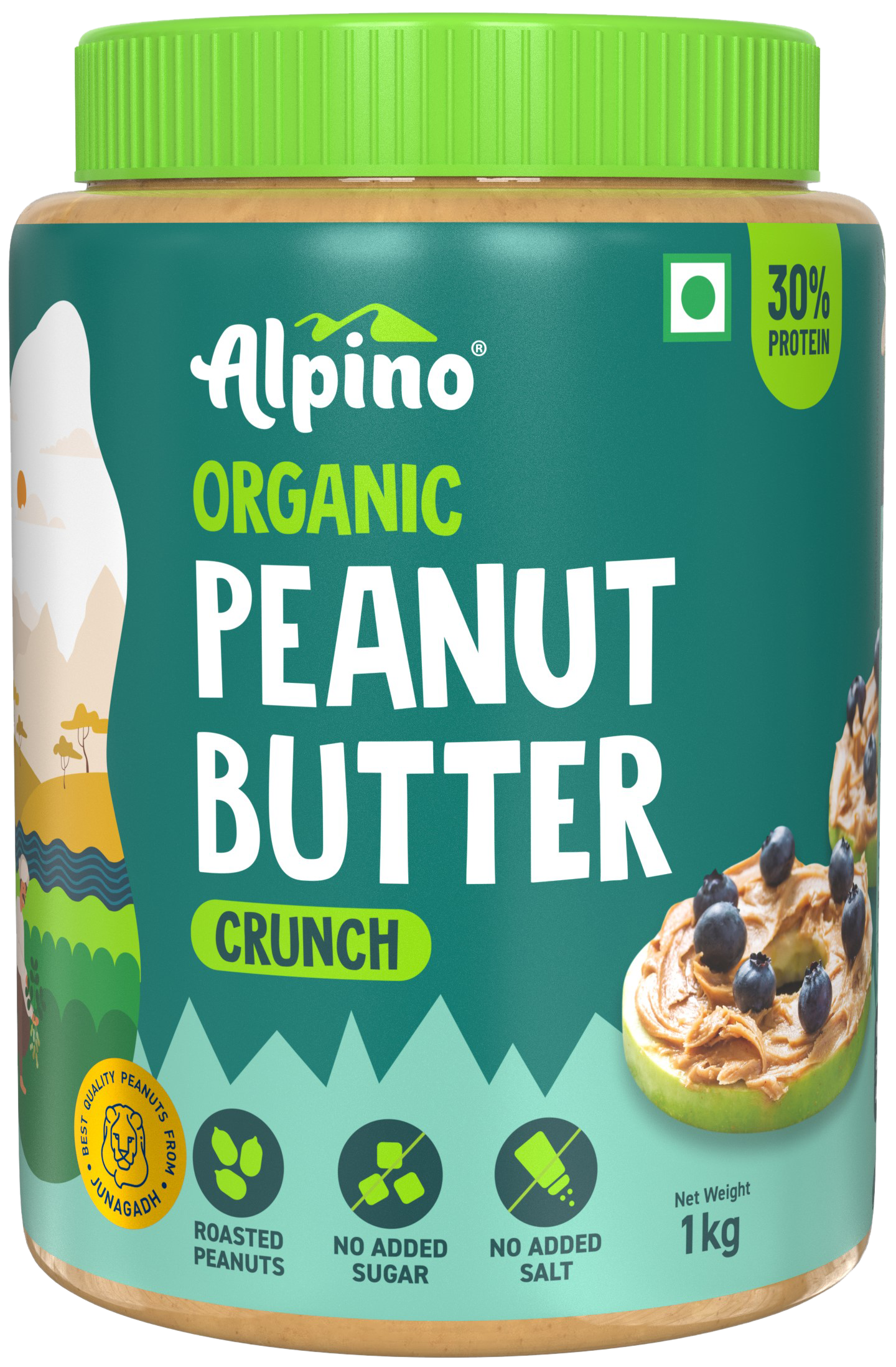 Alpino Organic Crunch Peanut Butter, 1 kg