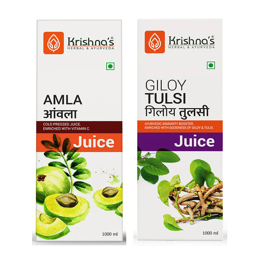 Krishna's Immunity Health Combo - Amla Juice 1000 ml | Giloy Tulsi 1000 ml