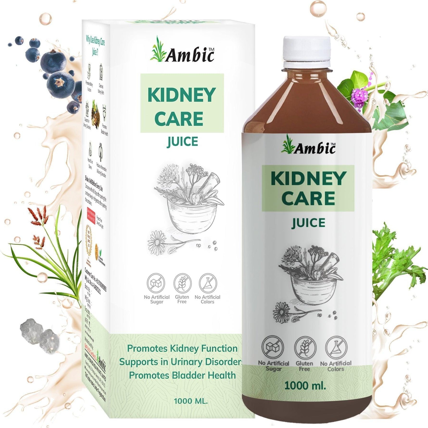 Ambic Kidney Care Juice for Healthy Bladder Function I Helps with Kidney Stones & UTI