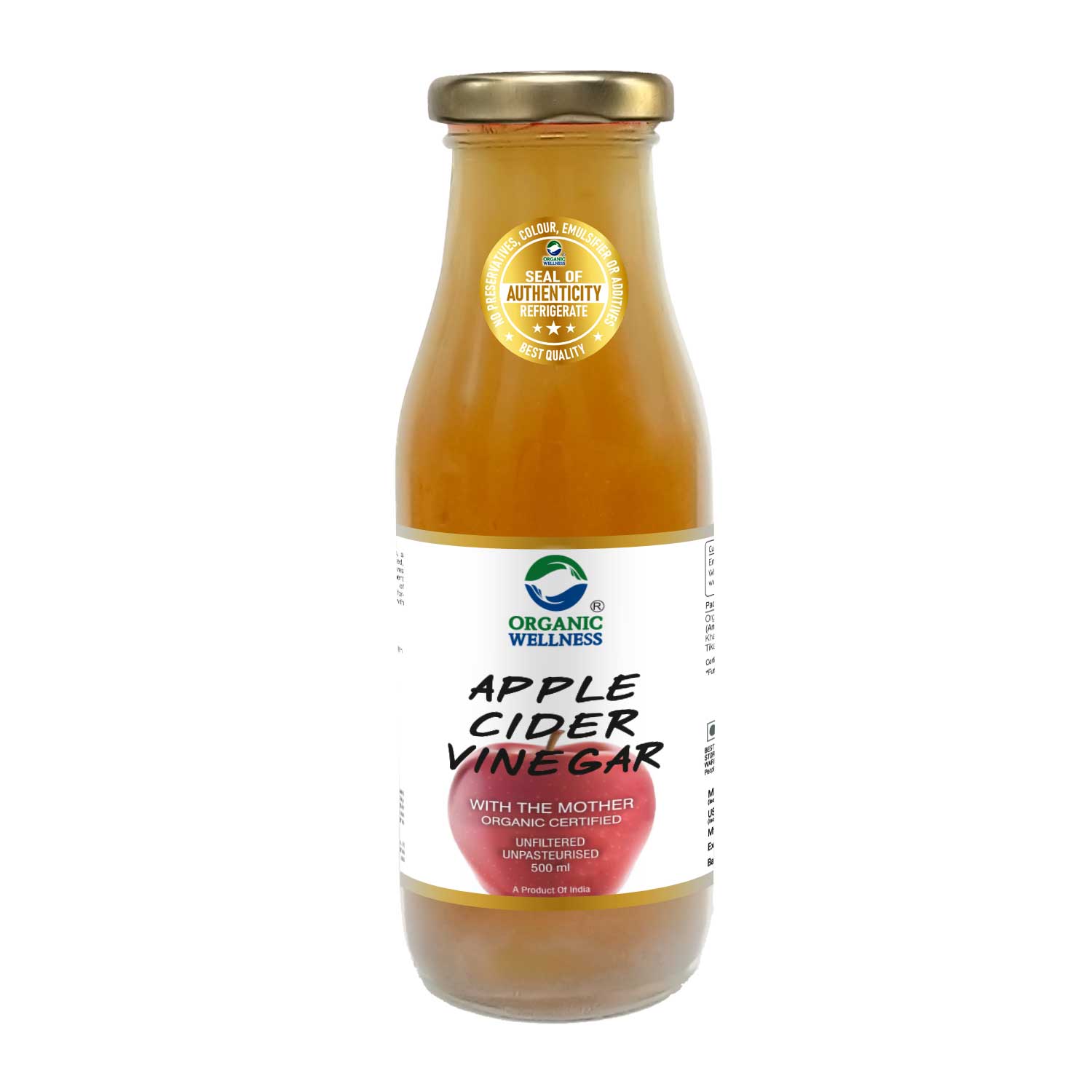 Organic Wellness Apple Cider Vinegar 500 Ml | Unfiltered with Mother