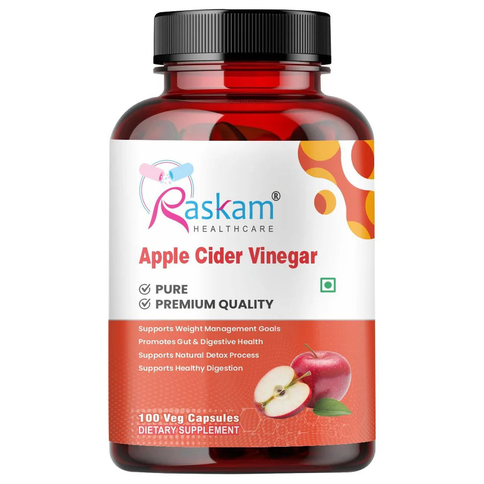 Raskam Apple Cider Vinegar Capsules - 100 Capsules- Easy Digestion & Weight Management