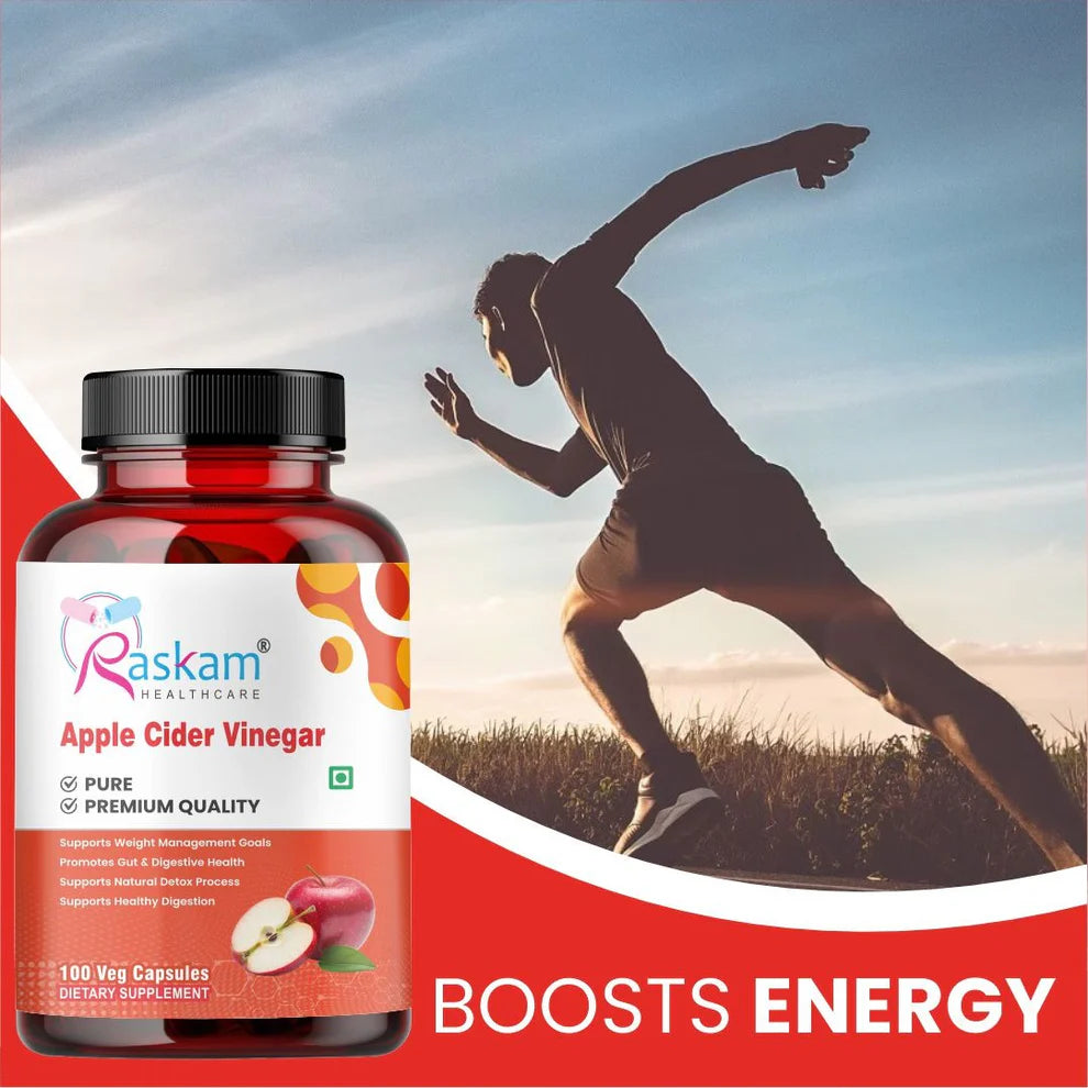 Raskam Apple Cider Vinegar Capsules - 100 Capsules- Easy Digestion & Weight Management