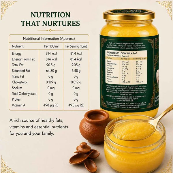 Arogyasiddhi Pure Desi Cow Ghee | Lab-Tested Daily Kitchen Essential | 1 L (1000 ml Glass/Plastic Jar)
