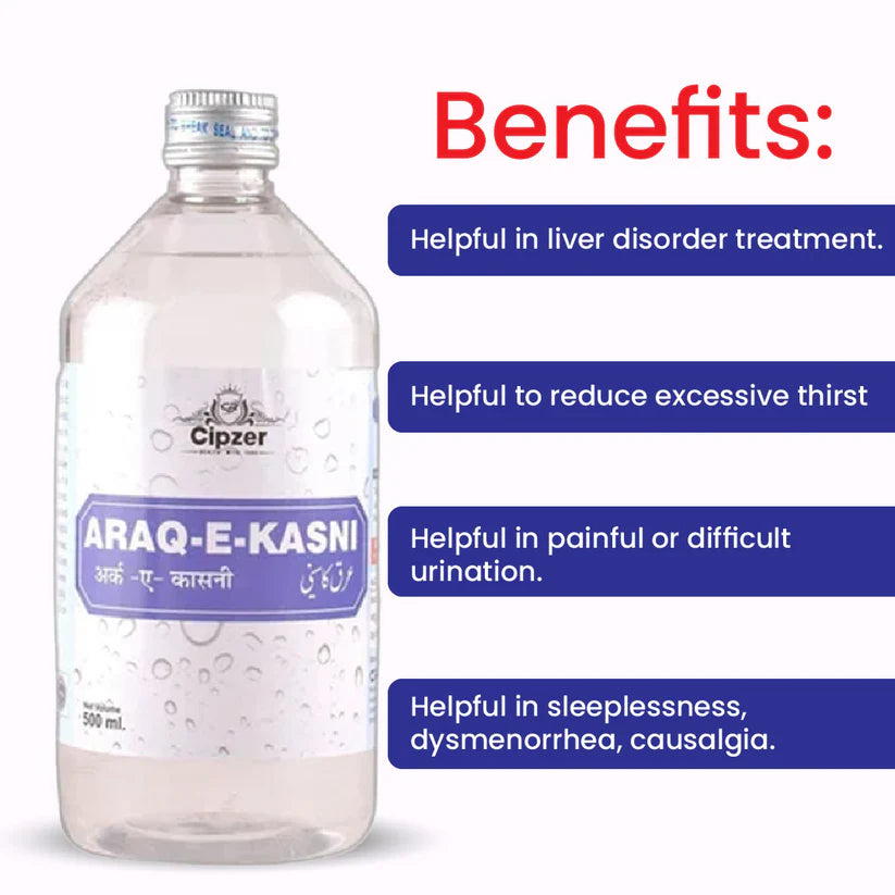 Cipzer Araq-E-Kasni 500ml | Herbal Liver Tonic, Blood Purifier & Natural Digestive Health Support