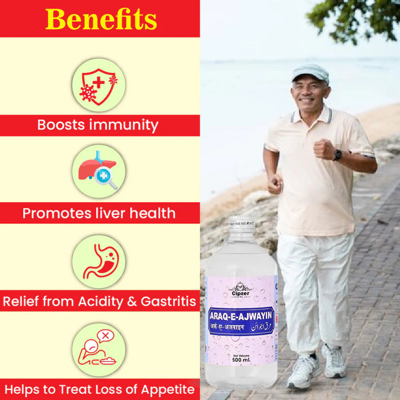 Cipzer Araq-e-Ajwayin 500ml | Digestive Support, Acidity Relief, Gas & Indigestion Remedy