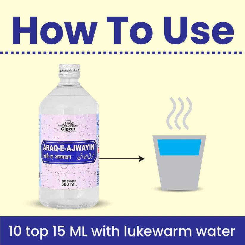Cipzer Araq-e-Ajwayin 500ml | Digestive Support, Acidity Relief, Gas & Indigestion Remedy