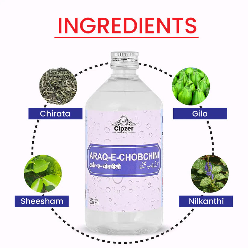 Cipzer Araq-E-Chobchini - 500 ML | Natural Blood Purifier, Skin Health, Joint Support & Detox Tonic