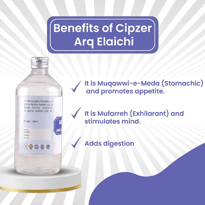 Cipzer Arq Elaichi - 500ml | Natural Digestive Tonic, Fresh Breath, Acidity Relief & Heart Health