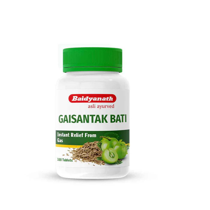 Baidyanath Gaisantak Bati Tablet | Ayurvedic Relief from Gas, Acidity, Indigestion & Bloating - 100 Tab