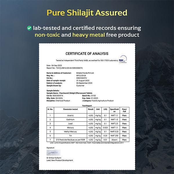 Panchamrit Himalayan Shilajit Effervescent Tablet with Ayurvedic Herbs|Boosts Stamina (15 Each)