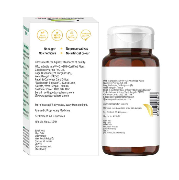 Goodcare Piloss Capsules - 60 Capsules | Ayurvedic Relief for Piles & Bowel Wellness
