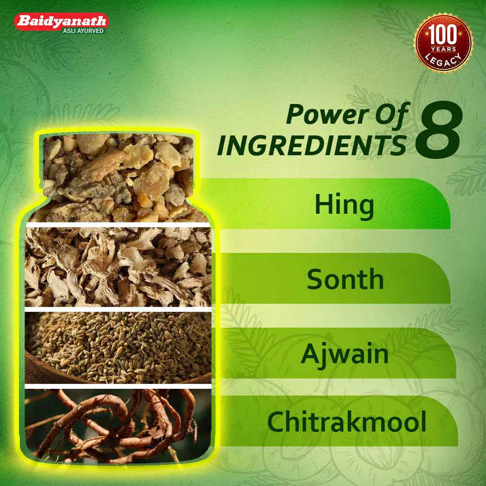 Baidyanath Gaisantak Bati Tablet | Ayurvedic Relief from Gas, Acidity, Indigestion & Bloating - 100 Tab