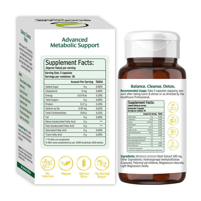 Goodcare Berberine Capsules - 60 Capsules – Natural Support for Blood Sugar, Cholesterol & Metabolic Health