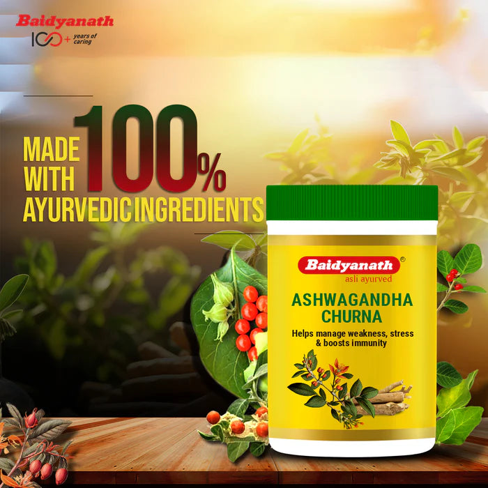 Baidyanath Ashwagandha Churna (100gm Each) | Stress Relief & Immunity Boost