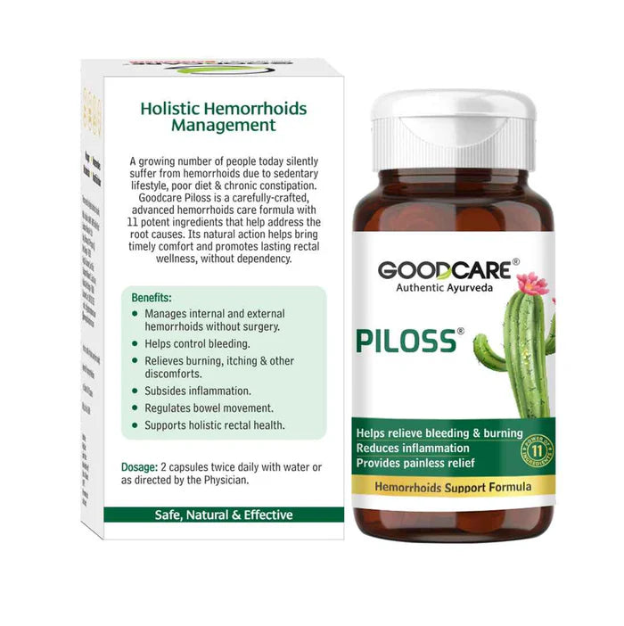 Goodcare Piloss Capsules - 60 Capsules | Ayurvedic Relief for Piles & Bowel Wellness