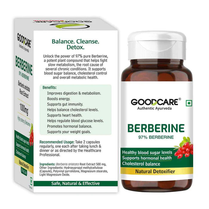 Goodcare Berberine Capsules - 60 Capsules – Natural Support for Blood Sugar, Cholesterol & Metabolic Health
