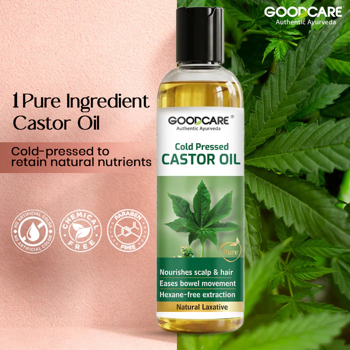Goodcare Castor Cold Pressed Oil for Hair, Skin & Constipation Relief - 200ml