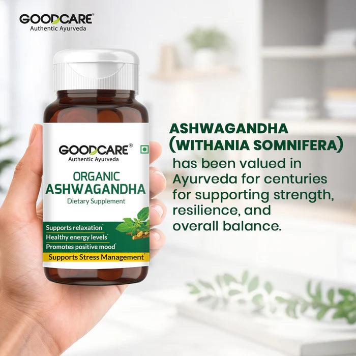Goodcare Organic Ashwagandha Tablets – Stress Relief, Energy & Wellness Support - 60 Tablets