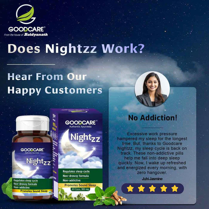 Goodcare Nightzz Capsules | Ayurvedic Sleep Support with Ashwagandha & Brahmi