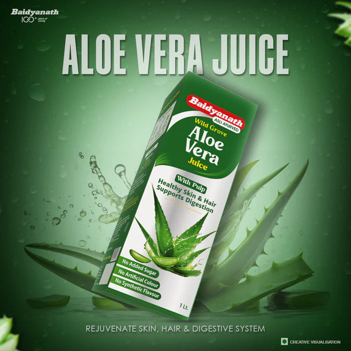 Baidyanath Aloevera Juice For Healthy and Glowing Skin & Hair - 1 Ltr