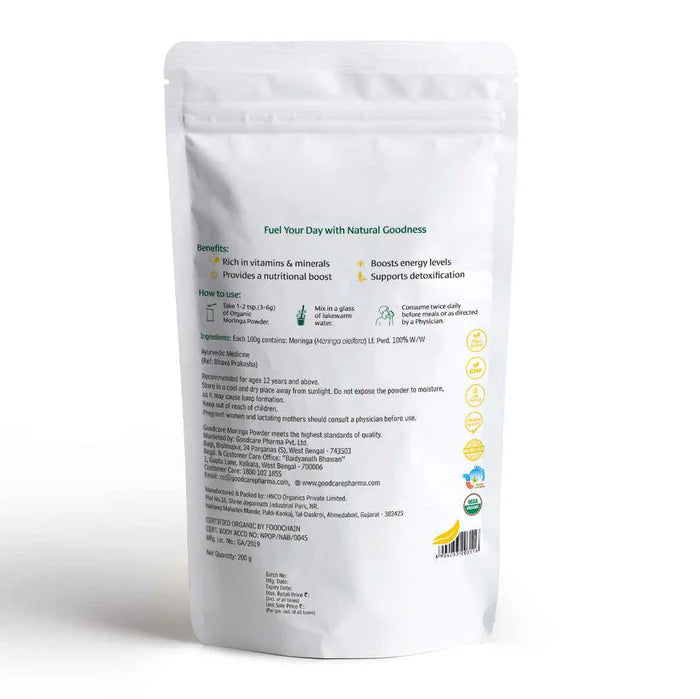 Goodcare Organic Moringa Powder – Natural Superfood for Energy, Detox & Daily Nutrition - 200g
