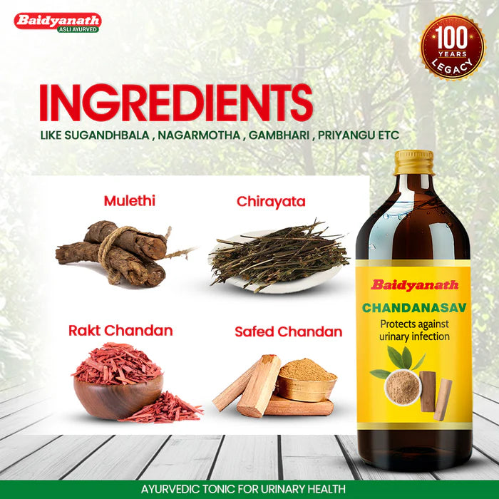 Baidyanath Chandanasav 450 ml | Ayurvedic Urinary Health & Urogenital Support Tonic