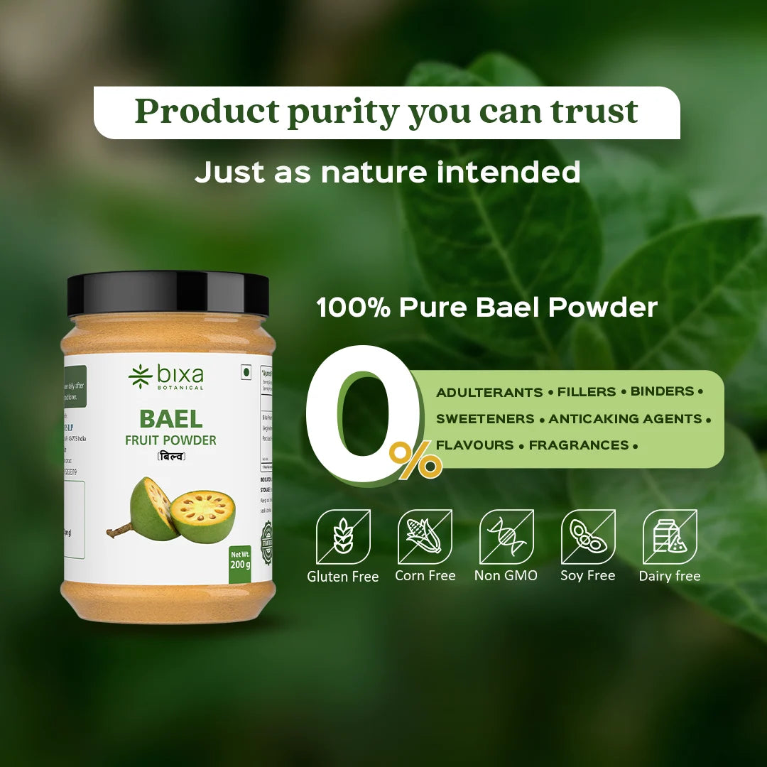 Bixa Botanical Bael Fruit Powder (Aegle Marmelos) | Pure Bengal Quince Powder for Digestive Health, Gut Motility & IBS Relief (200g)