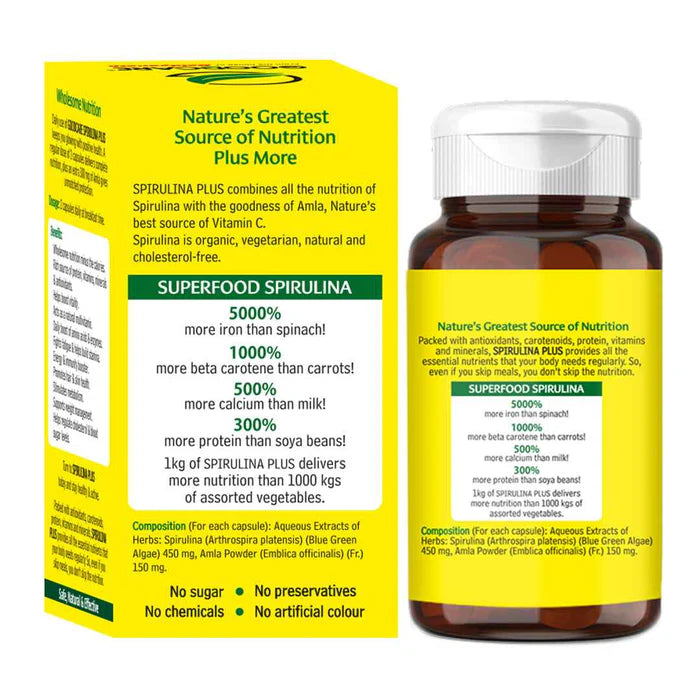Goodcare Spirulina Plus Capsules | Ayurvedic Superfood for Energy & Immunity - 60 Capsules