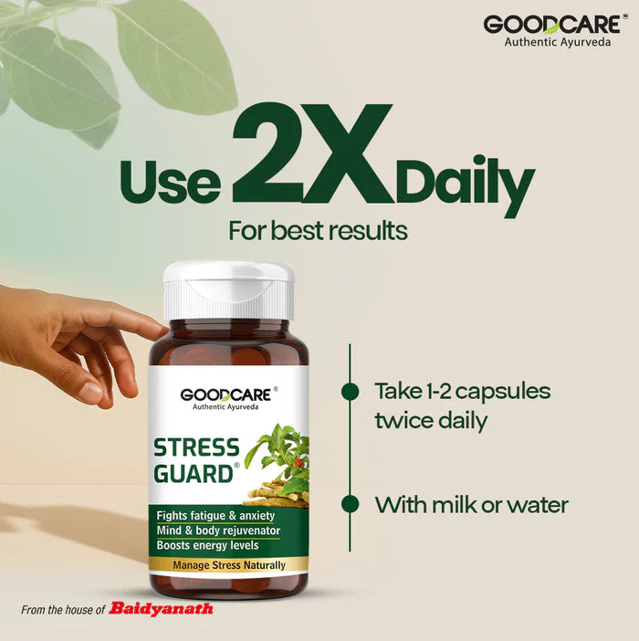 Goodcare Stress Guard Capsules | Ayurvedic Relief for Stress & Anxiety - 60 Capsules