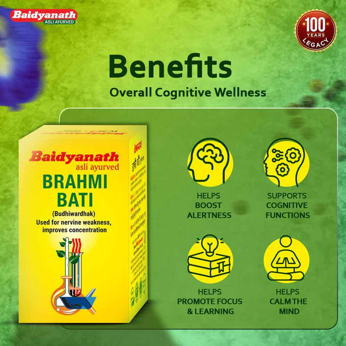 Baidyanath Brahmi Bati (Buddhivardhak) - 30 Tab | Supports Memory, Focus & Stress Relief