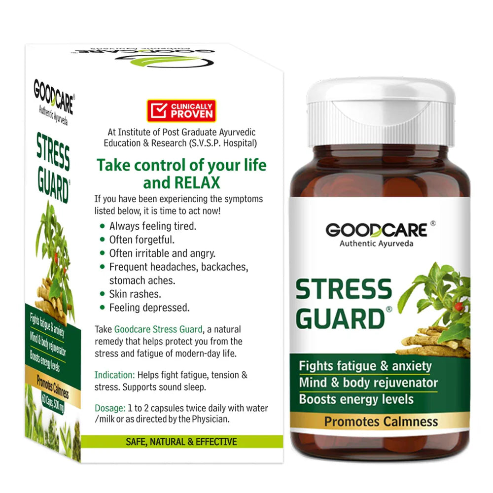 Goodcare Stress Guard Capsules | Ayurvedic Relief for Stress & Anxiety - 60 Capsules