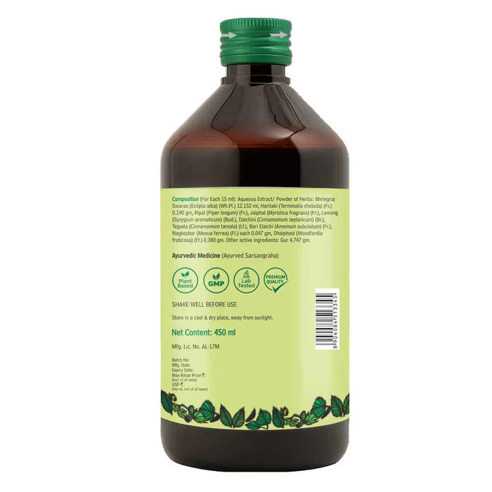 Baidyanath Bhringrajasav | Ayurvedic Hair Tonic for Hair Fall | Liver & Respiratory Health - 450ml