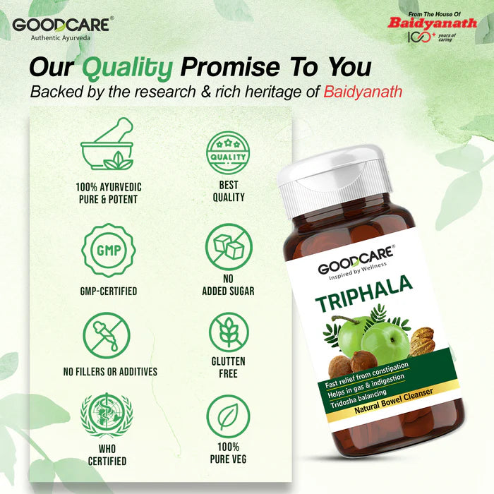 Goodcare Triphala Tablets | Ayurvedic Support for Digestion & Gut Cleanse | 90 Tablets