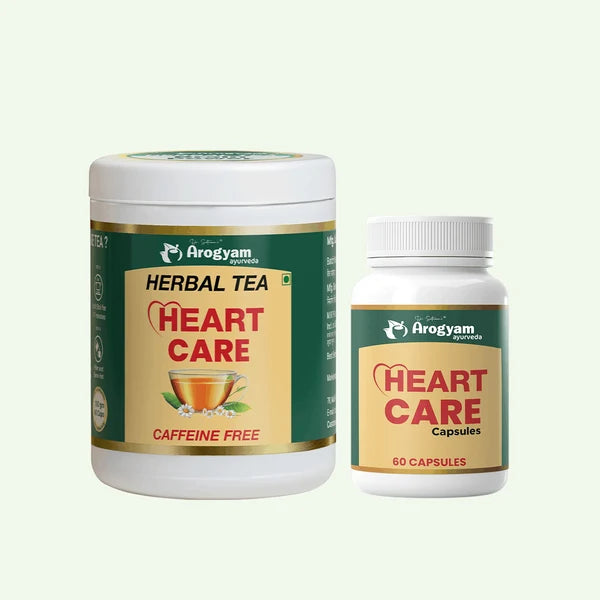 Arogyam Heart Care Capsules & Herbal Tea Combo – Ayurvedic Support for Heart & Cardiovascular Wellness – 60 Capsules + Herbal Tea