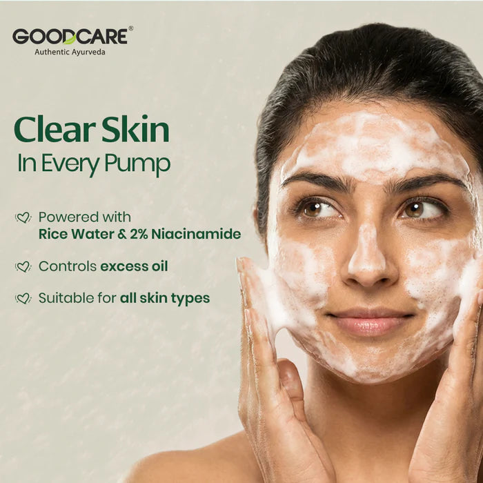 Goodcare Rice Water Foaming Face Wash 150 ml | With Niacinamide 2% & Cucumber | Gentle Barrier Repair Cleanser | SLS & Paraben Free
