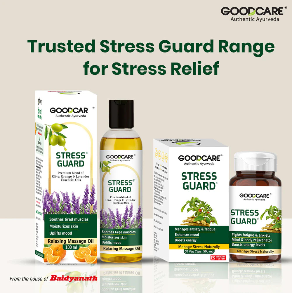 Goodcare Stress Guard Capsules | Ayurvedic Relief for Stress & Anxiety - 60 Capsules