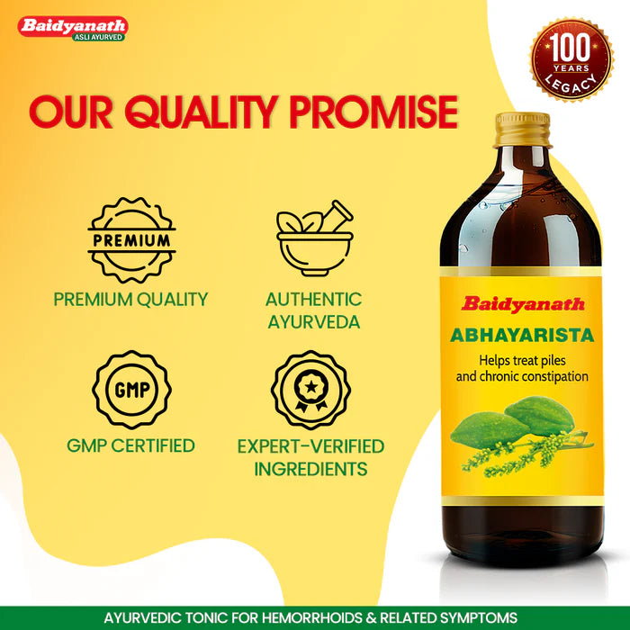 Baidyanath Abhayarishta | Ayurvedic Digestive Tonic | Relieves Constipation & Supports Healthy Bowel Movement - 450ml
