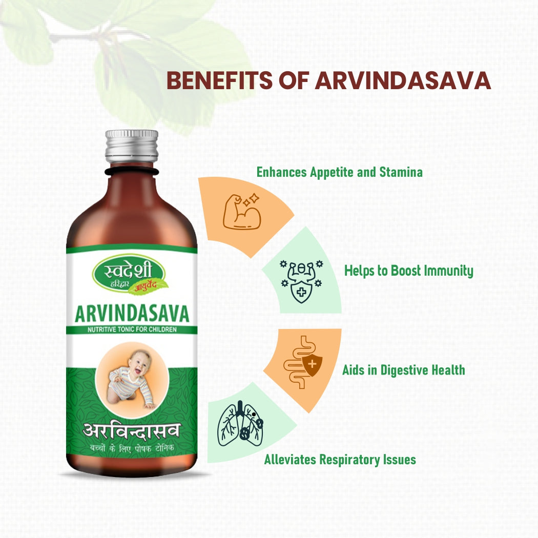 Swadeshi Ayurveda Arvindasava Tonic – Ayurvedic Digestive Tonic for Children (400 ml)