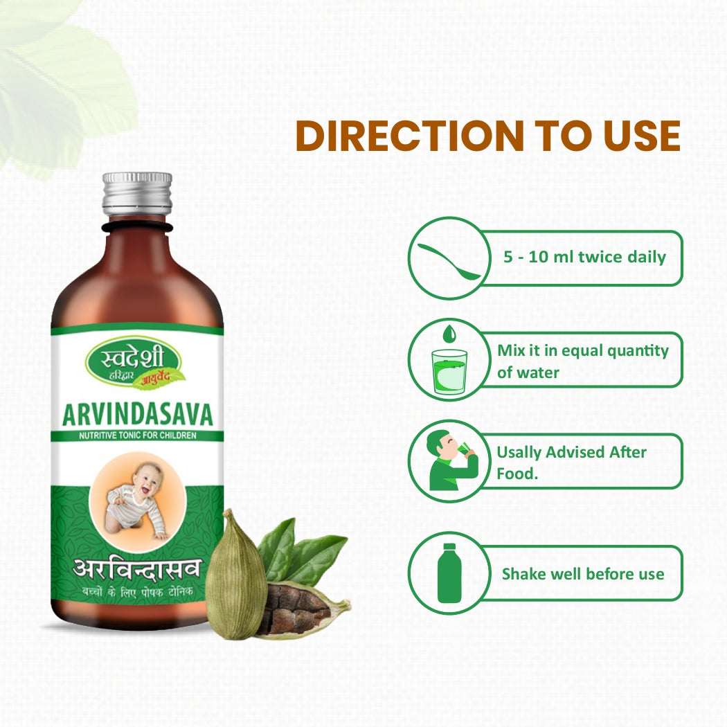 Swadeshi Arvindasava – Ayurvedic Digestive Tonic for Children (400 ml)