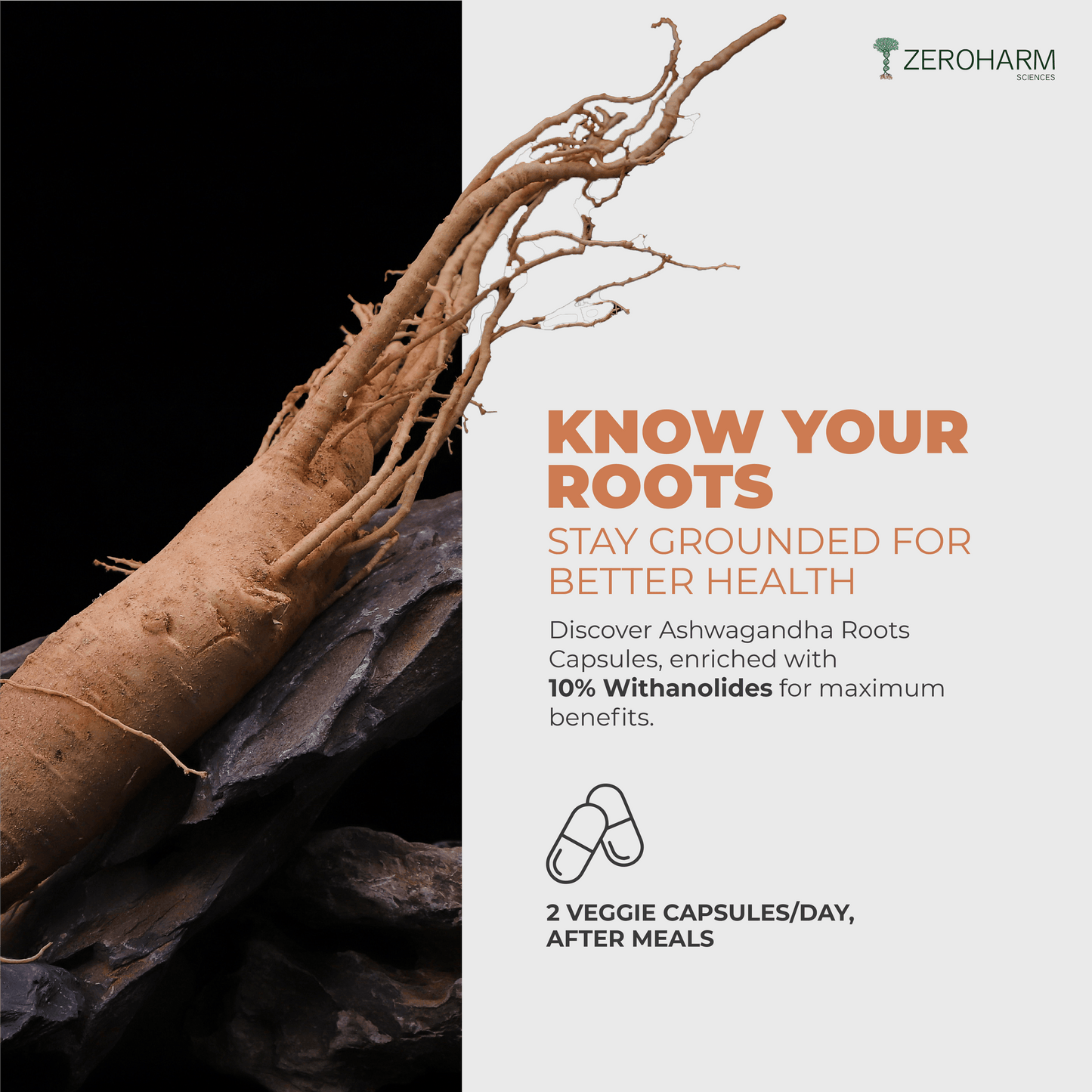 Zeroharm Ashwagandha Roots Capsules - 60 Capsules
