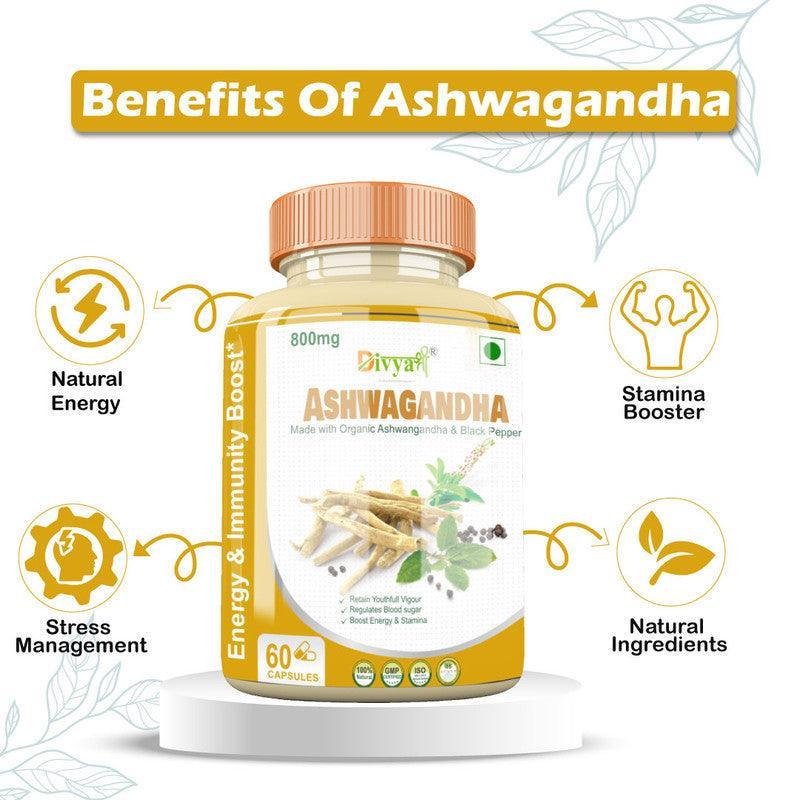Divya Shree Ashwagandha Capsule Helps Enhance Vigour and Vitality, Power & Strength 60 Capsule Jeevan Care Ayurveda