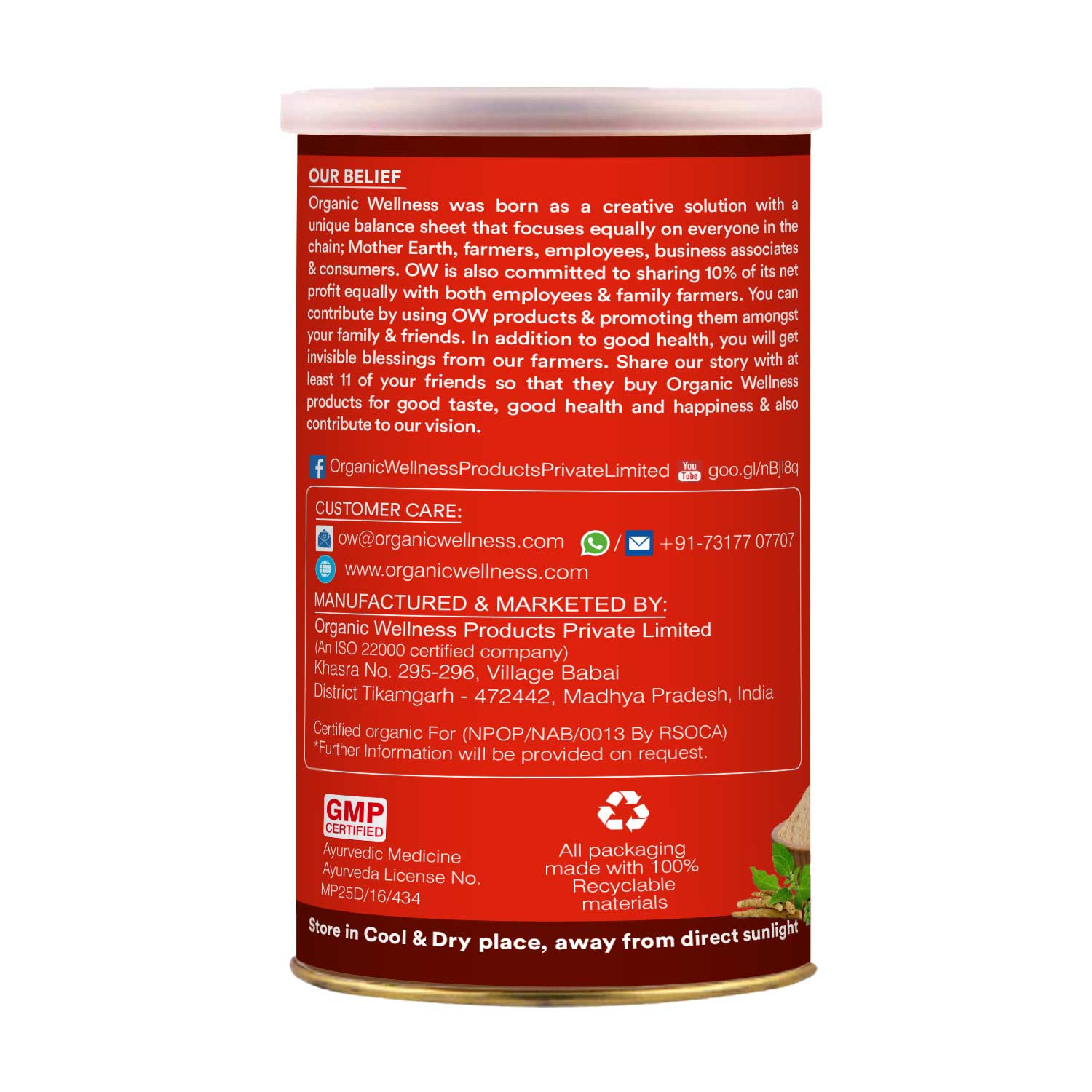 Organic Wellness Ashwagandha W+ Powder - 100 gm